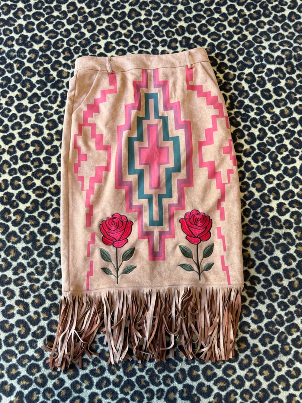 Southwest Fringe Midi Skirt